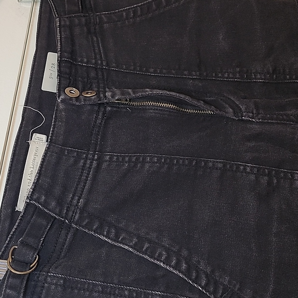 Anthropologie  Patch Pocket Pilcro The Icon Wide Leg Flare Jeans Black  28 - Picture 9 of 16